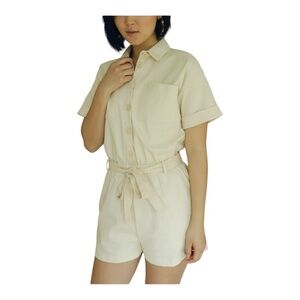 LINE & DOT Roi Cream Denim Romper
